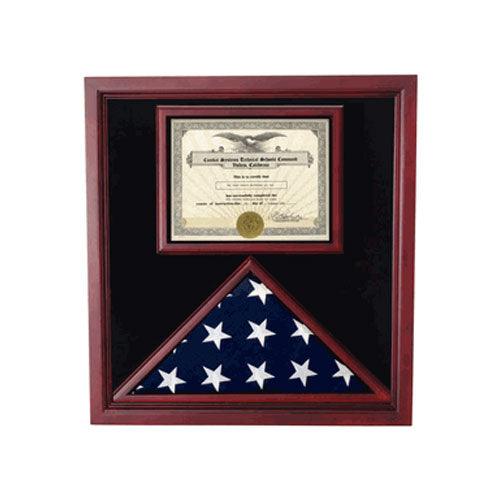 Large Flag and Document Case designed for displaying burial flags and certificates, showcasing quality craftsmanship and American-made materials.