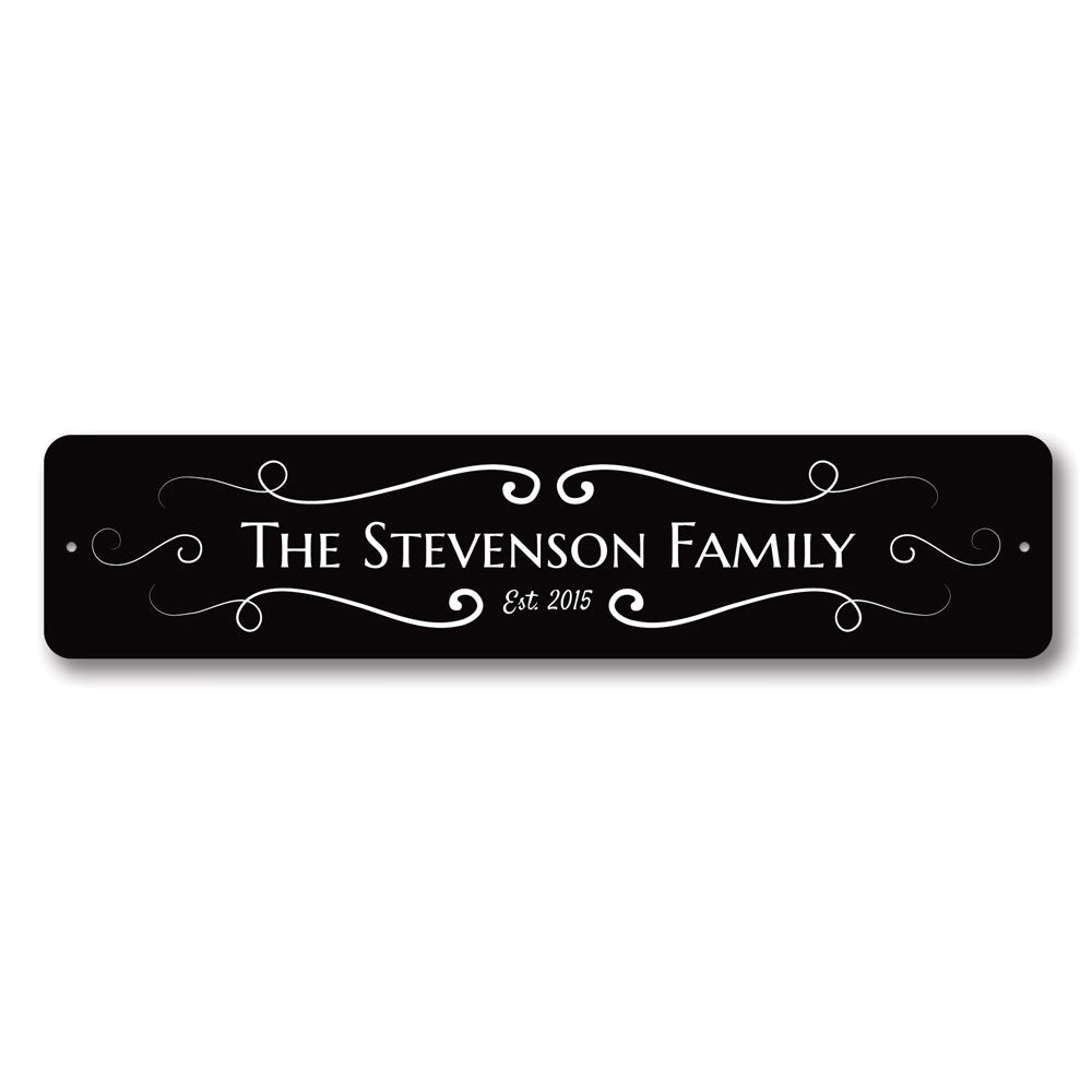 A beautifully crafted Last Name Sign made of high-quality aluminum, featuring customizable text for personalized home decor.