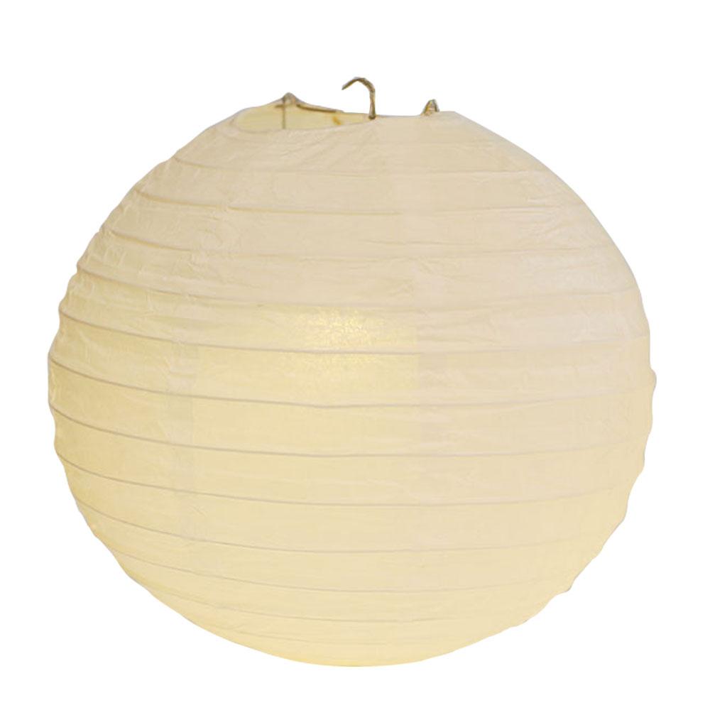 A set of colorful LED paper lantern lights hanging outdoors, illuminating a wedding venue with a warm glow.