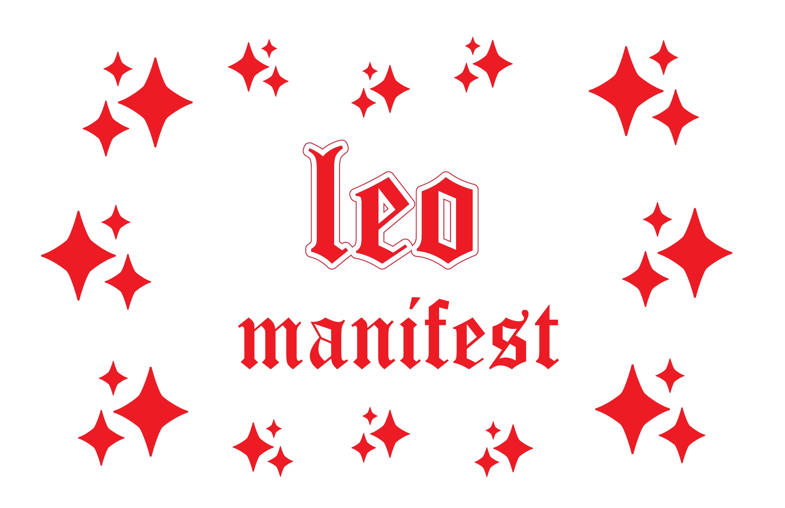 A vibrant collection of Leo horoscope mirror stickers on a vinyl sheet, showcasing 14 unique designs perfect for personalizing mirrors and glass surfaces.