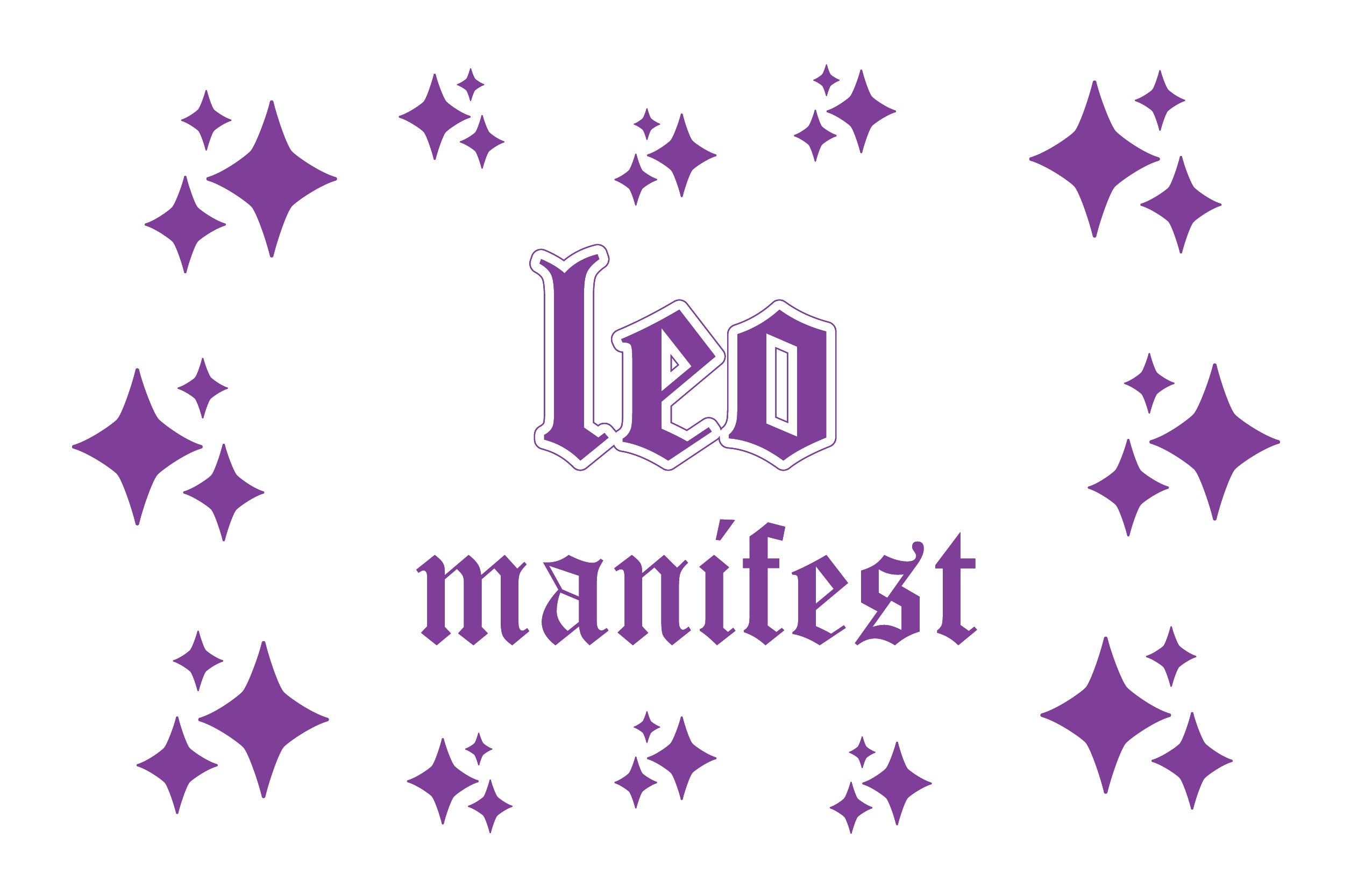 A sheet of 14 Leo Horoscope wall decal stickers featuring creative designs in a matte finish, perfect for home decor.