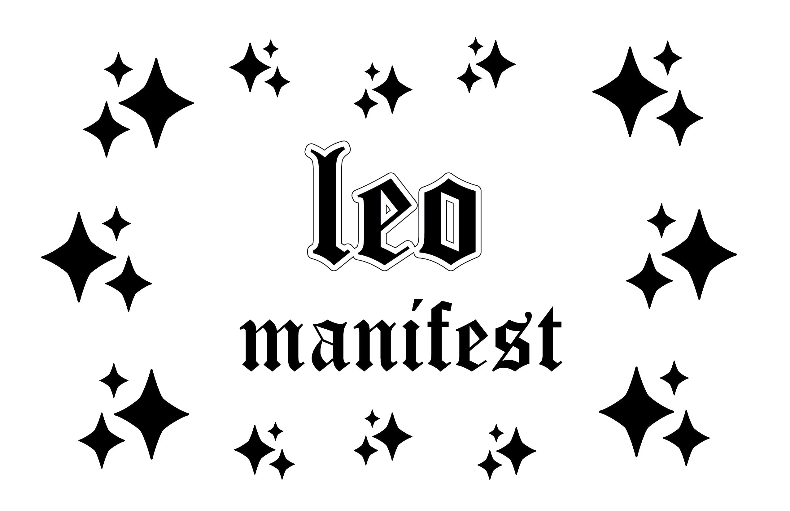 A sheet of 14 Leo Horoscope wall decal stickers featuring creative designs in a matte finish, perfect for home decor.