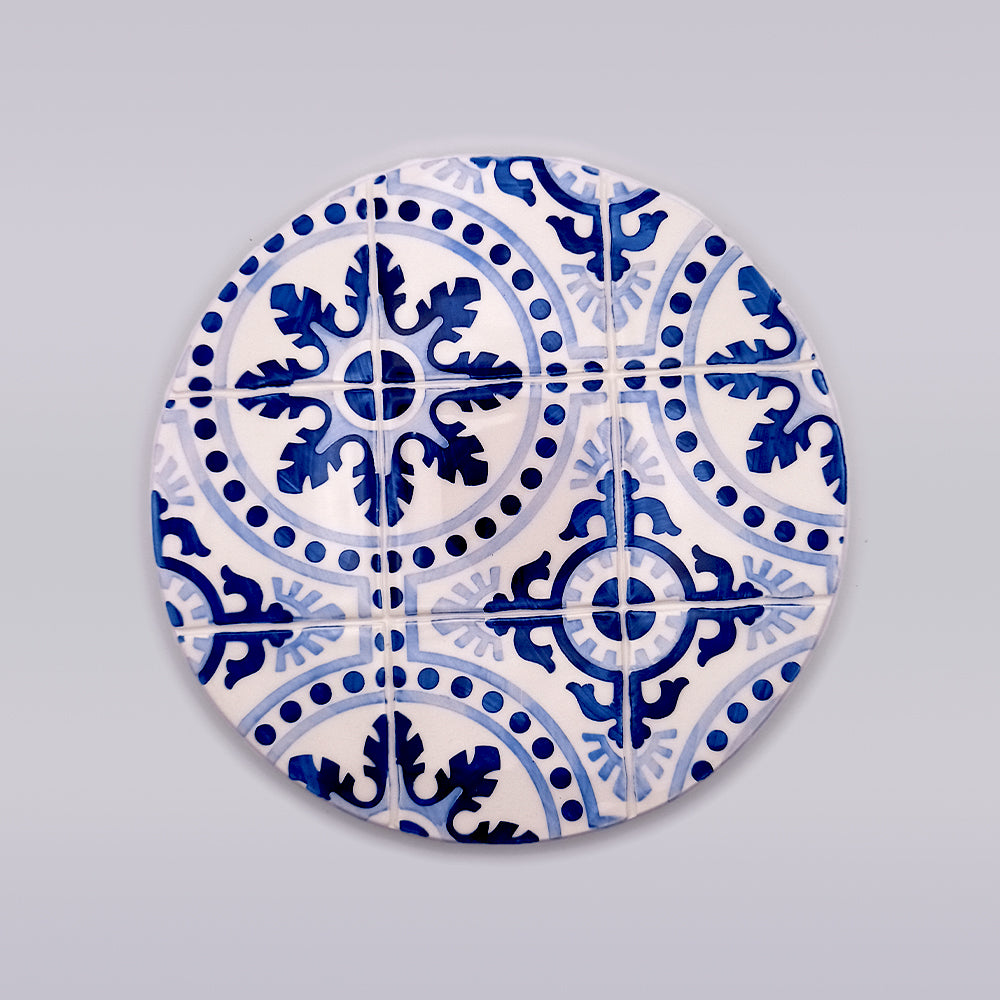 Liberdade Ceramic Tile Trivet featuring hand-painted design and vibrant colors, perfect for protecting countertops and enhancing kitchen decor.