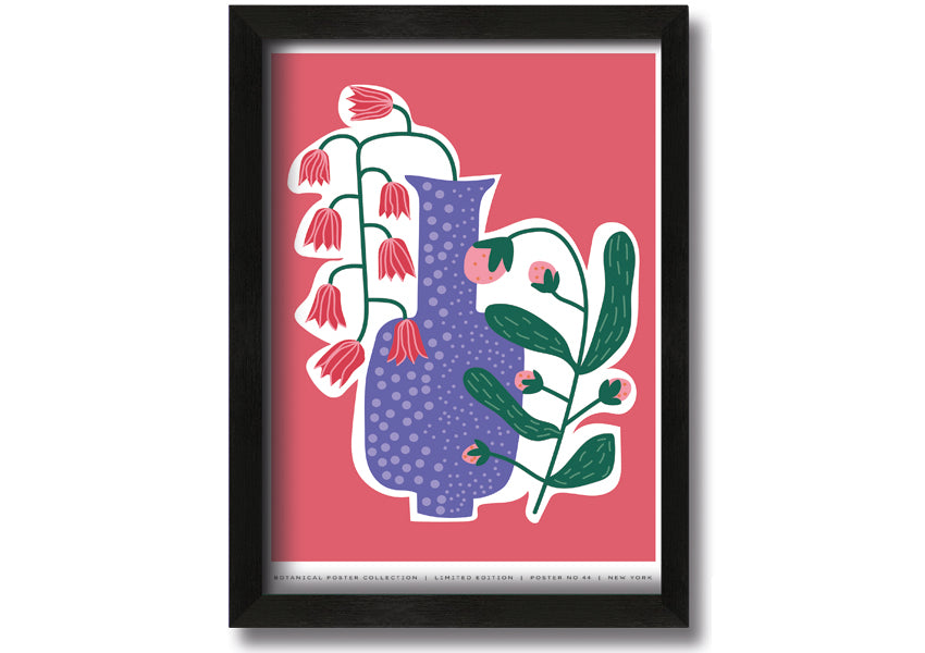 A beautifully framed print of lilac flowers in a vase, showcasing vibrant colors and intricate details.