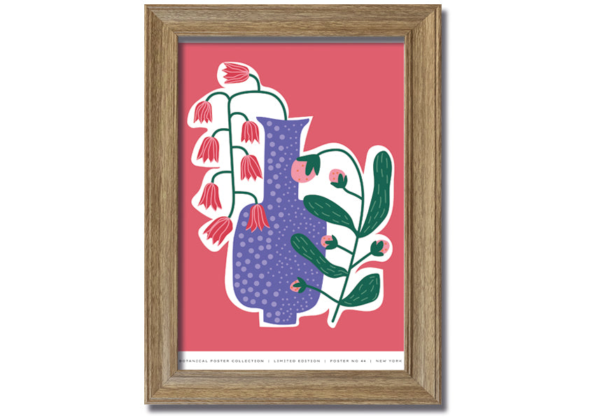 A beautifully framed print of lilac flowers in a vase, showcasing vibrant colors and intricate details.