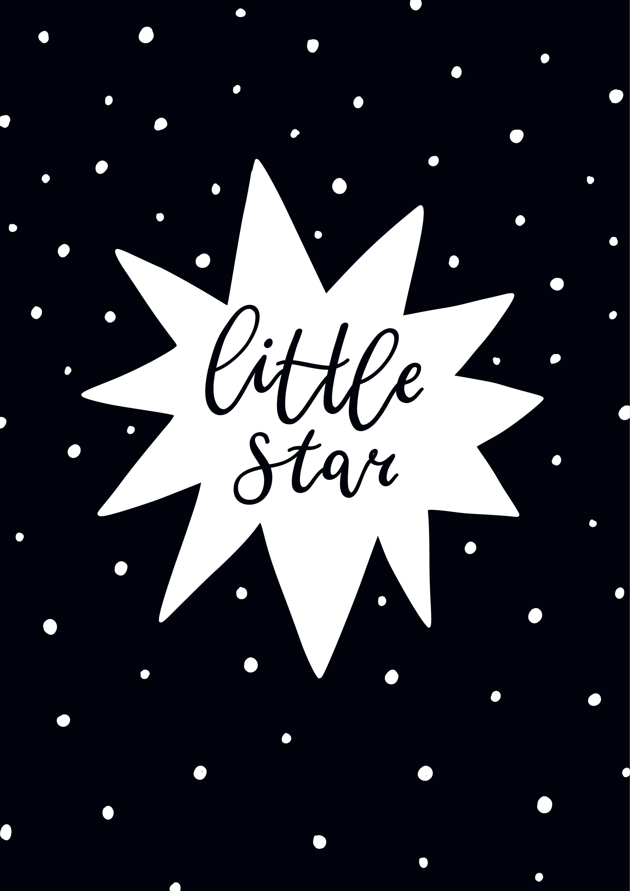 Little Star Wall Art featuring a modern design, printed on heavyweight high-gloss paper with a white matte, perfect for nursery decor.