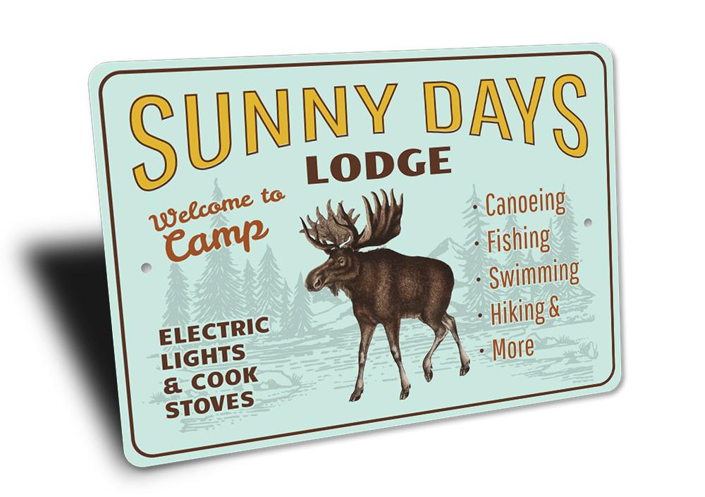 A beautifully crafted Lodge Name Sign made from high-quality aluminum, featuring customizable text and a rustic design, perfect for home decor.