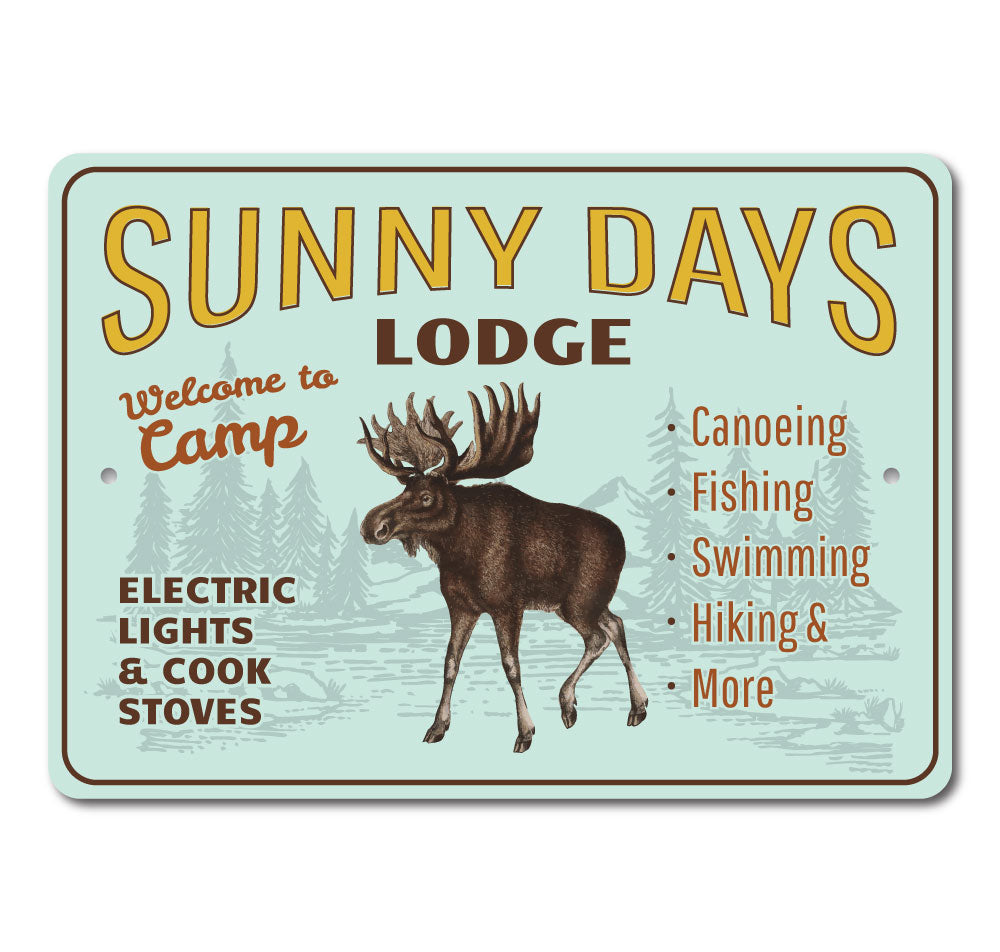 A beautifully crafted Lodge Name Sign made from high-quality aluminum, featuring customizable text and a rustic design, perfect for home decor.
