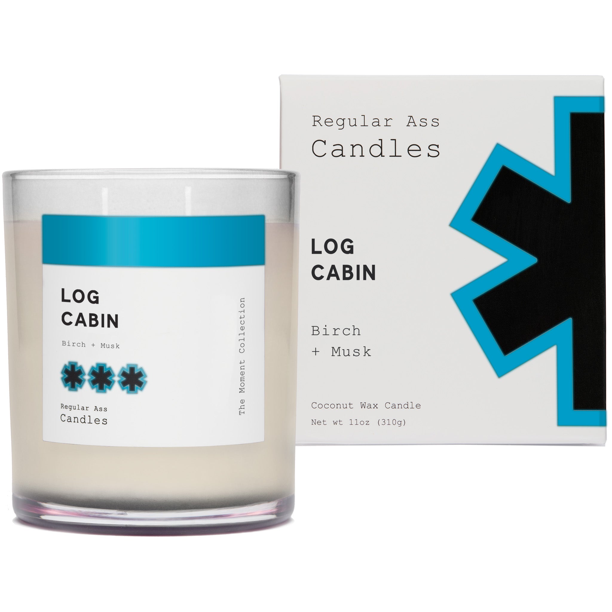 Log Cabin, Birch + Musk 11oz Candle in a reusable jar, showcasing its eco-friendly design and inviting scent.