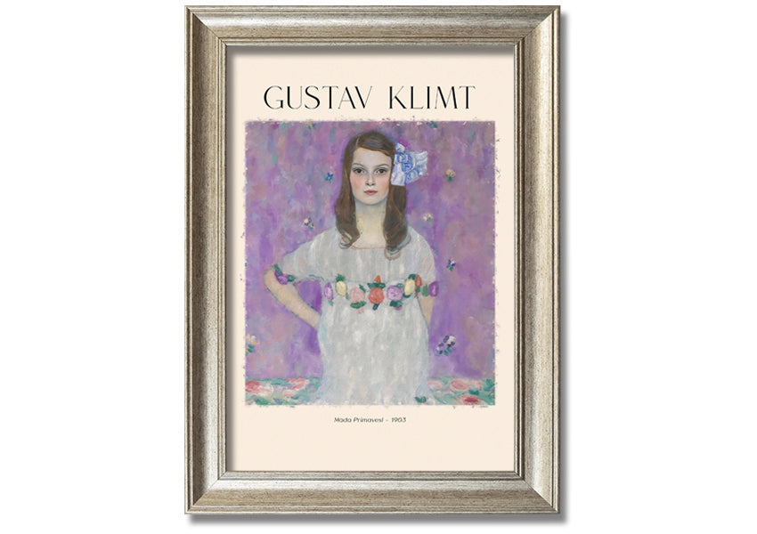 Mäda Primavesi - 1903 by Gustav Klimt, a vibrant canvas print featuring a young girl in a decorative dress, mounted on a box frame.