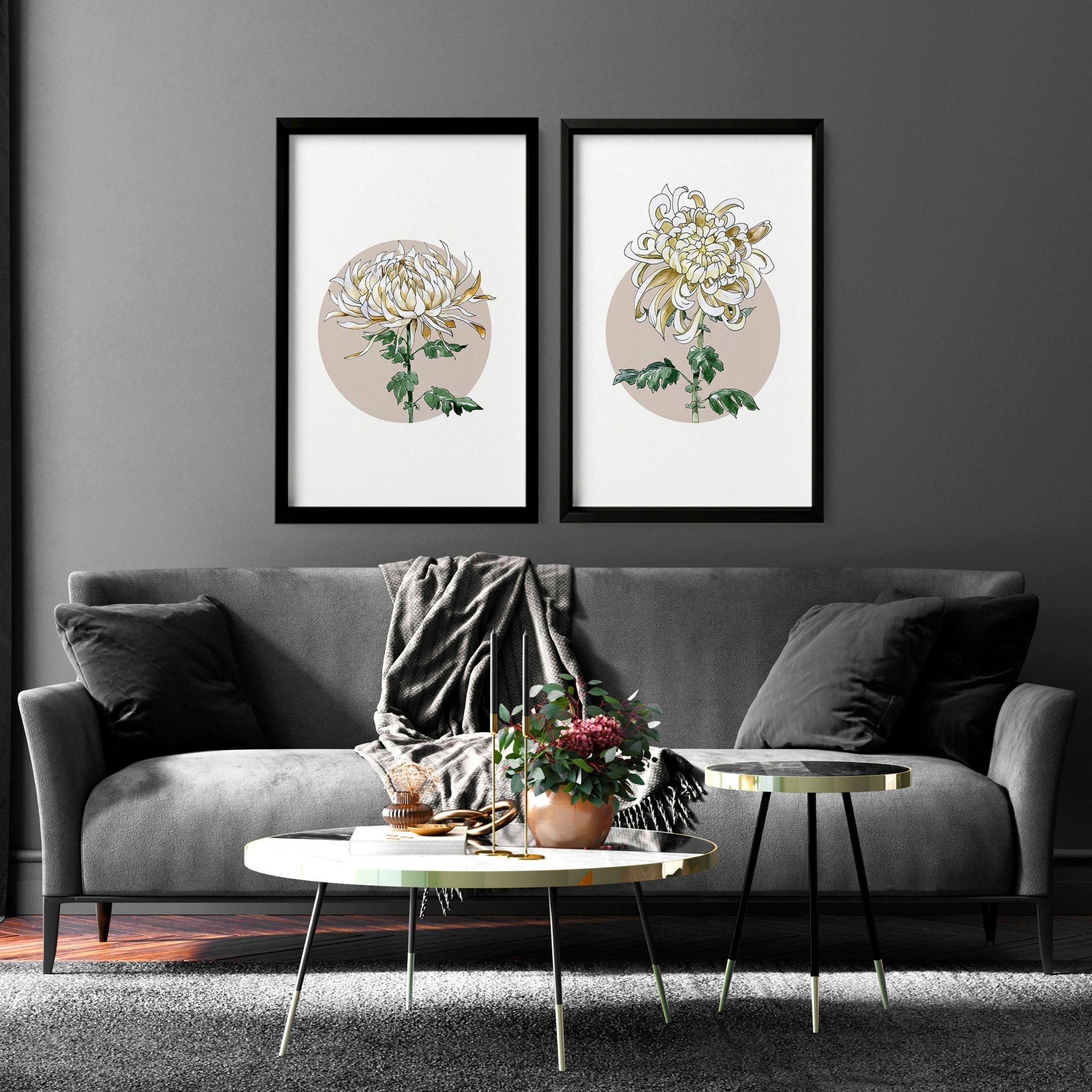Set of 2 Magnolia wall art prints featuring beautiful floral illustrations on high-quality paper, perfect for home decor.