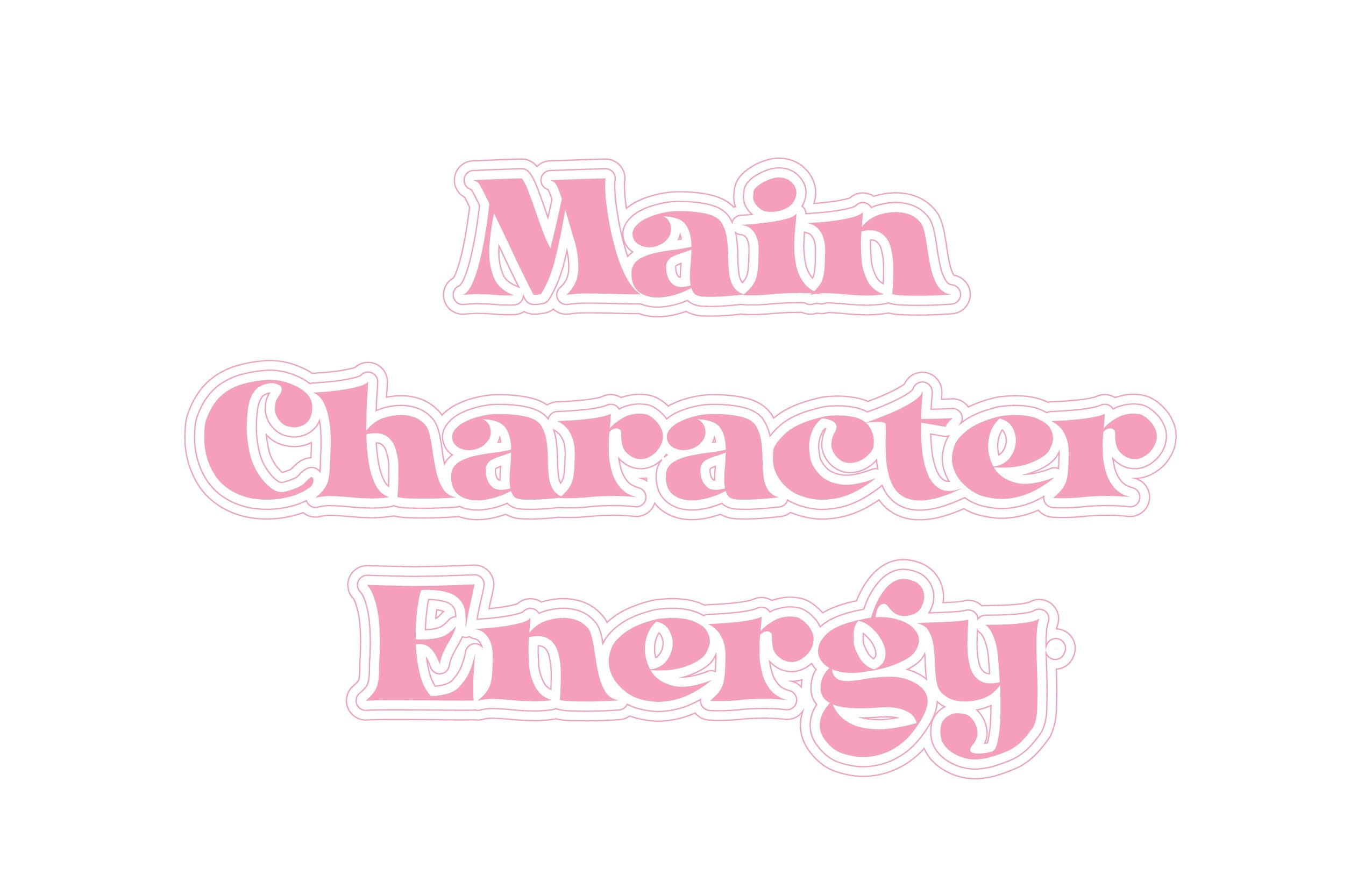 Main Character Energy Mirror Sticker set featuring three stylish designs on a vinyl sheet, perfect for wall decor.