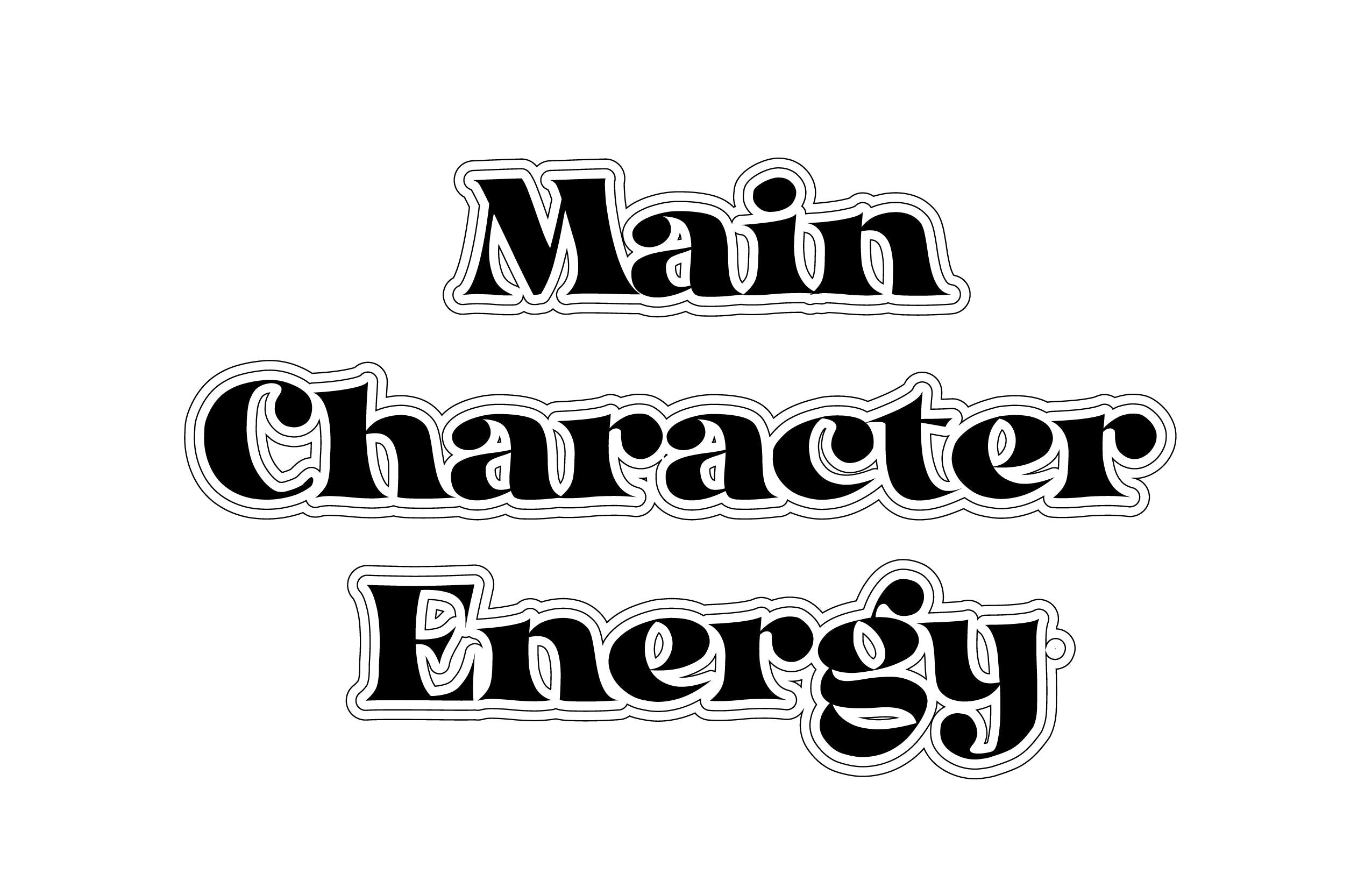 Main Character Energy Mirror Sticker set featuring three stylish designs on a vinyl sheet, perfect for wall decor.
