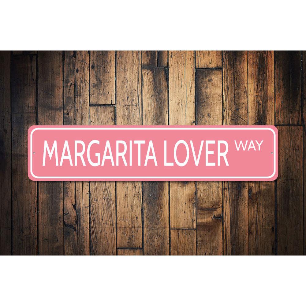 Margarita Lover Sign made of high-quality aluminum, featuring vibrant colors and a fun design, perfect for home decor.