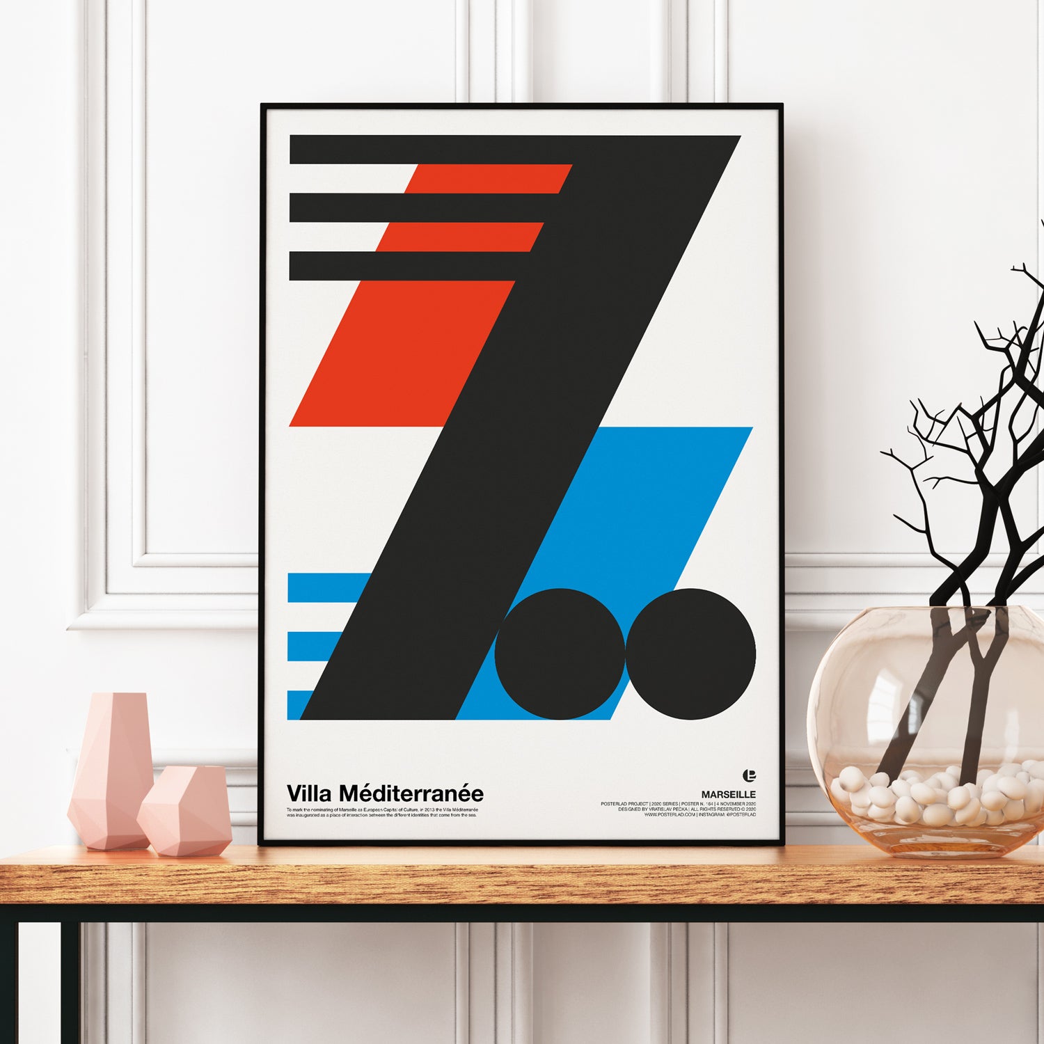 Colorful Marseille poster showcasing the Villa Méditerranée, celebrating cultural heritage.