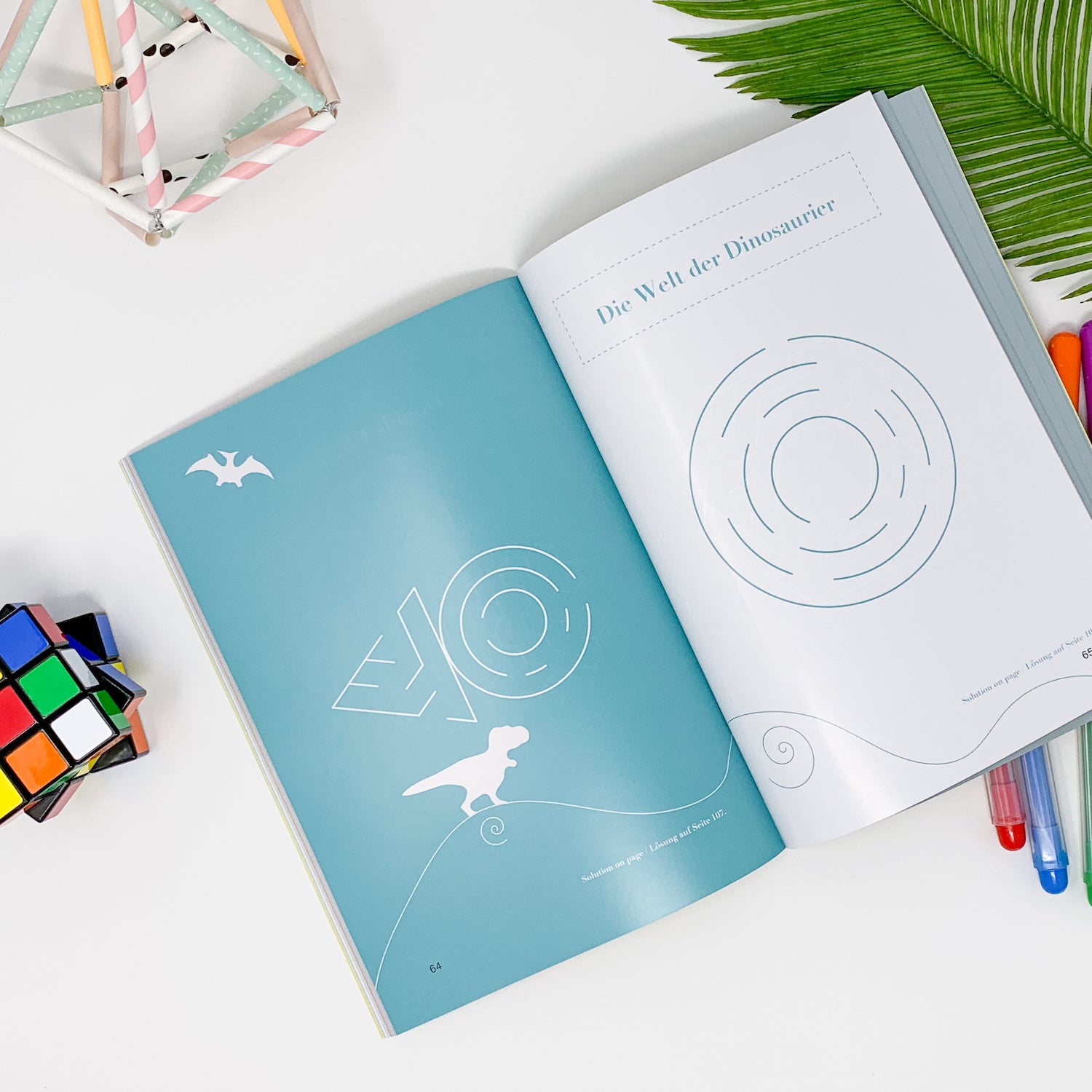 A colorful maze book titled 'Maze Mania' featuring various maze designs suitable for children aged 4-6.