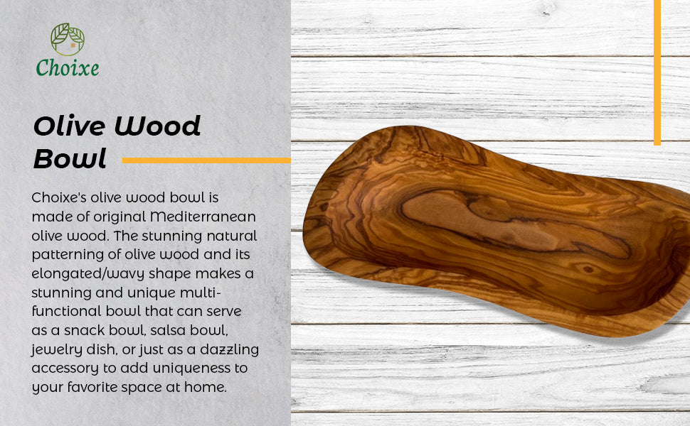 Mediterranean Olive Wood Multi-Purpose Bowl showcasing unique wavy shape and natural wood grain patterns.