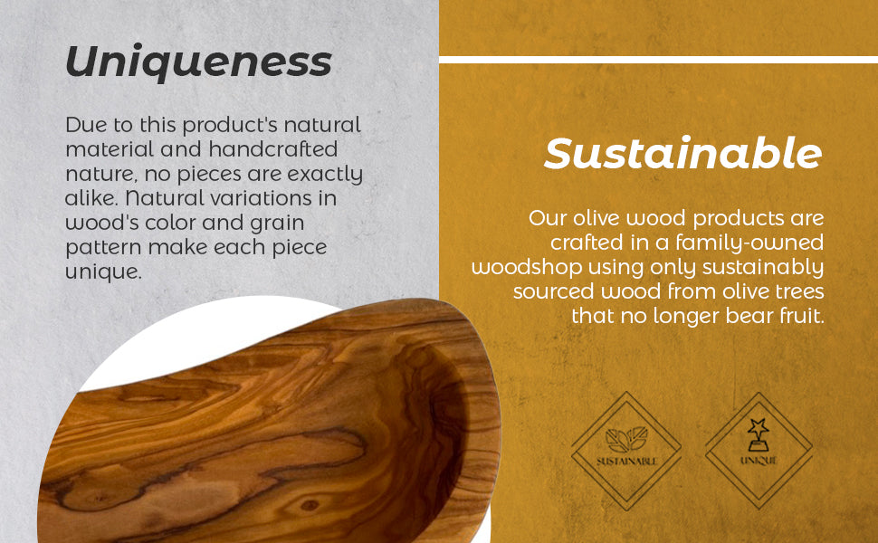 Mediterranean Olive Wood Multi-Purpose Bowl showcasing unique wavy shape and natural wood grain patterns.