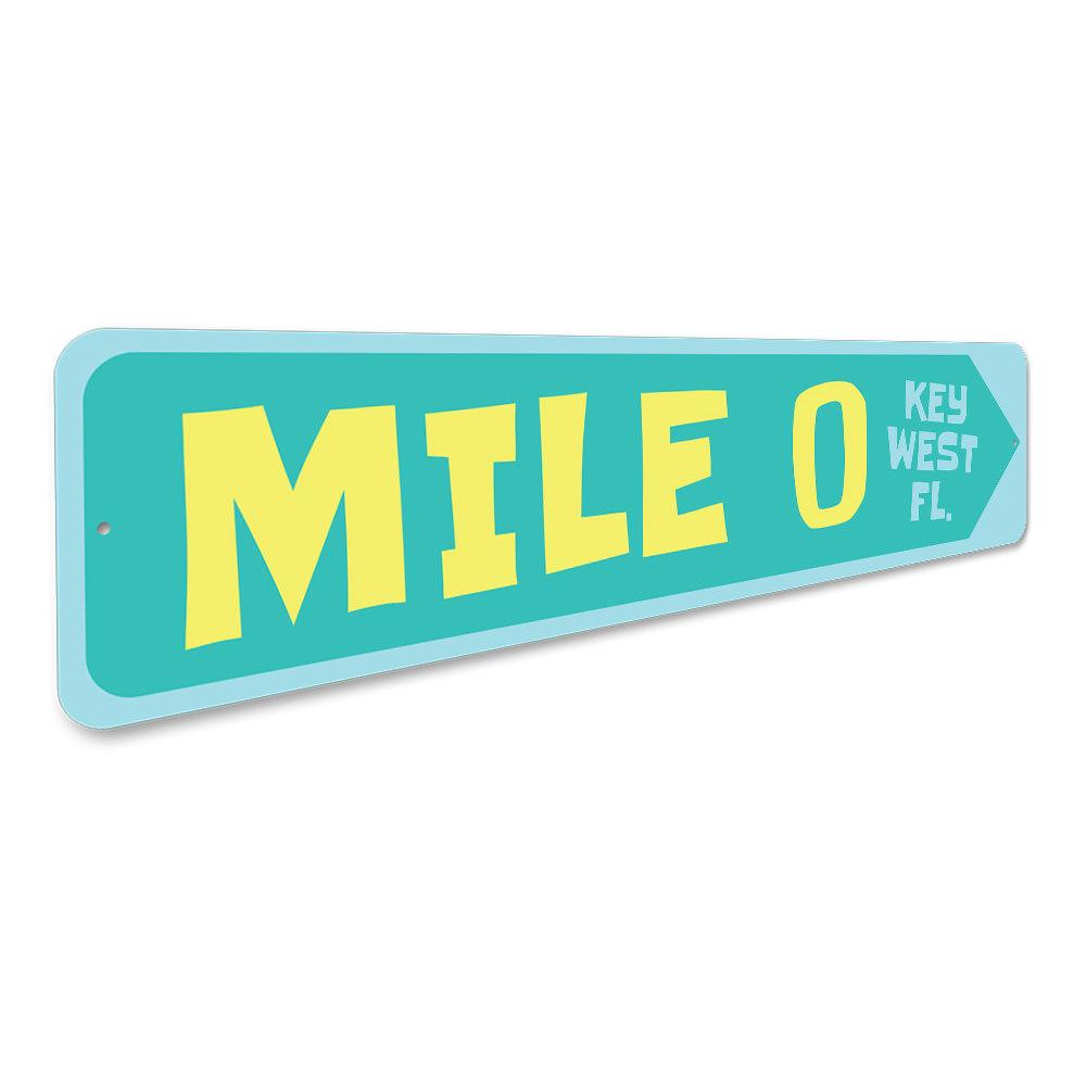 Mile Marker 0 Sign made of aluminum, featuring a coastal design, perfect for beach houses and decor.