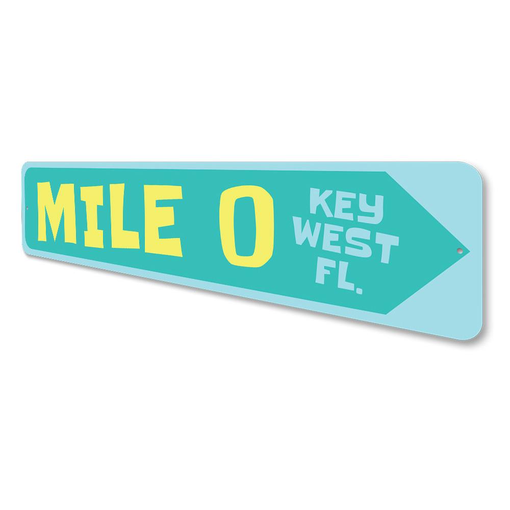 Mile Marker 0 Sign made of aluminum, featuring a coastal design, perfect for beach houses and decor.