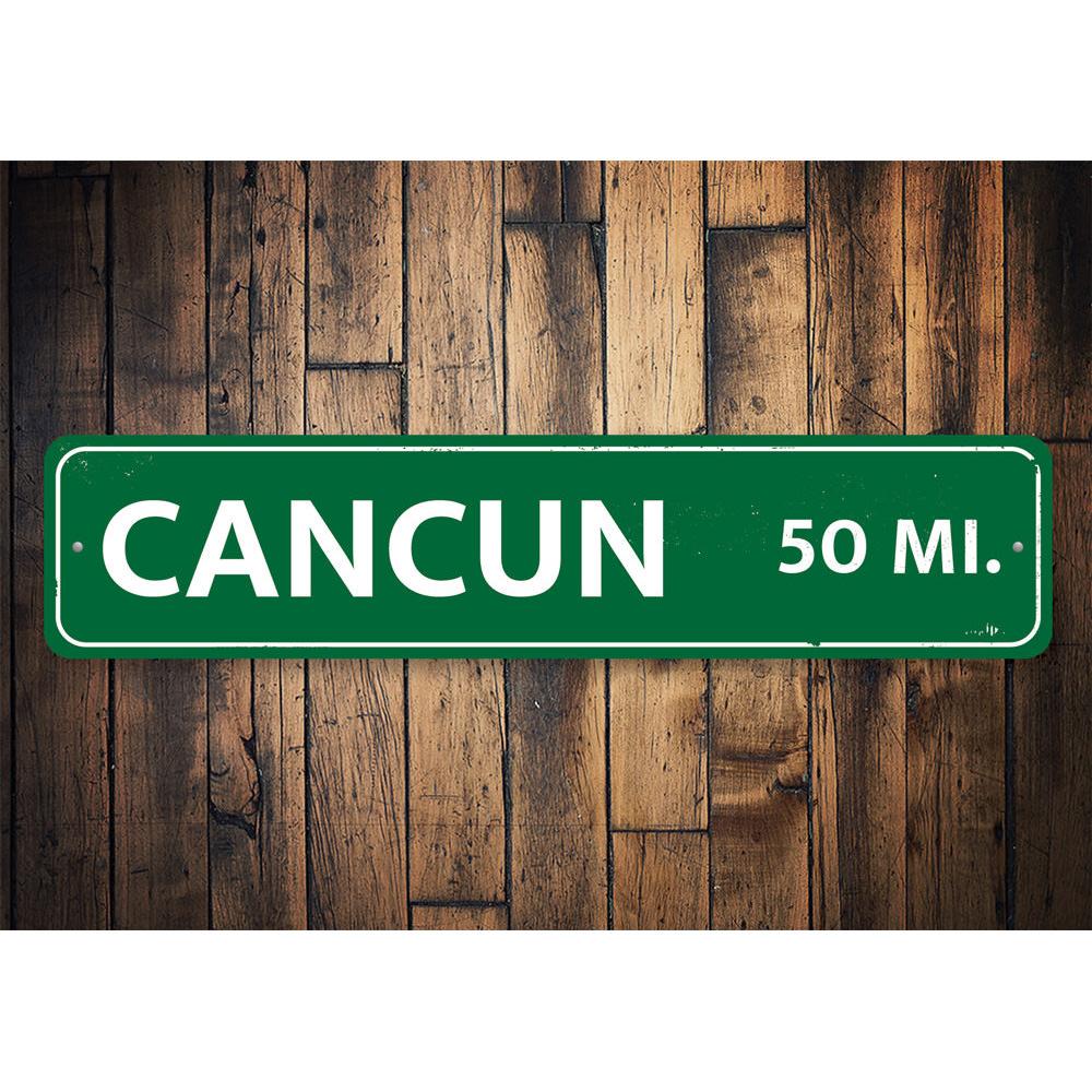 Customizable Mileage Destination Sign made from high-quality aluminum, featuring pre-drilled holes for easy mounting.