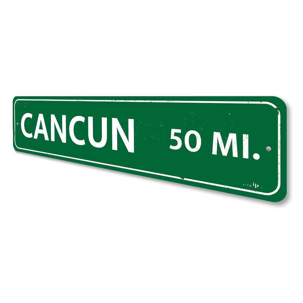 Customizable Mileage Destination Sign made from high-quality aluminum, featuring pre-drilled holes for easy mounting.
