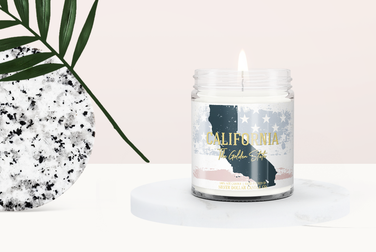 Minnesota State Candle in a decorative box, showcasing its unique scent and personalized lid option.