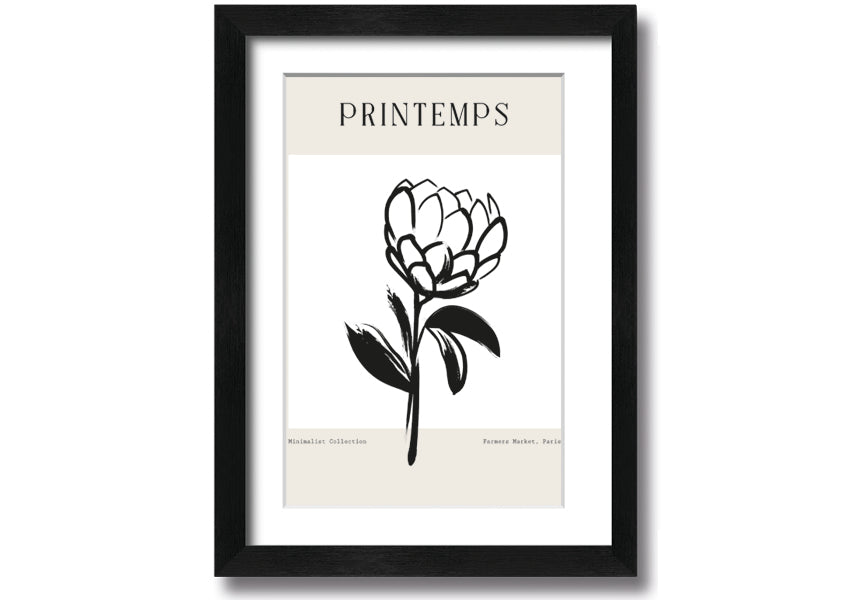 A beautifully framed Minimalist Plant print showcasing elegant simplicity, available in various frame colours.