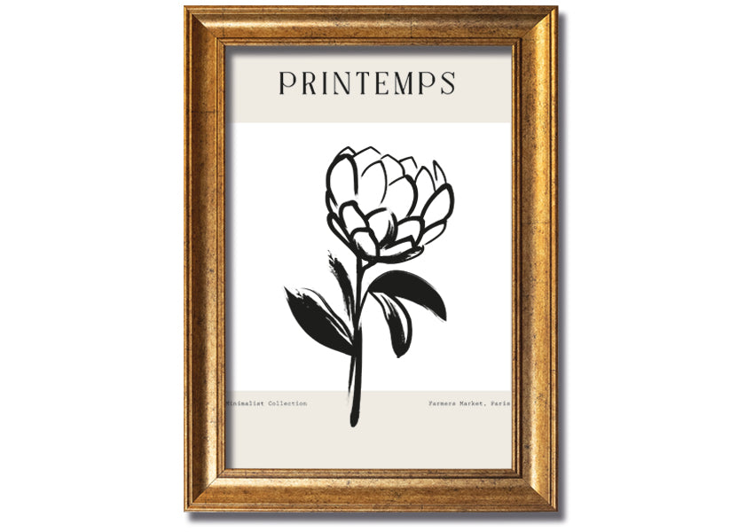 A beautifully framed Minimalist Plant print showcasing elegant simplicity, available in various frame colours.