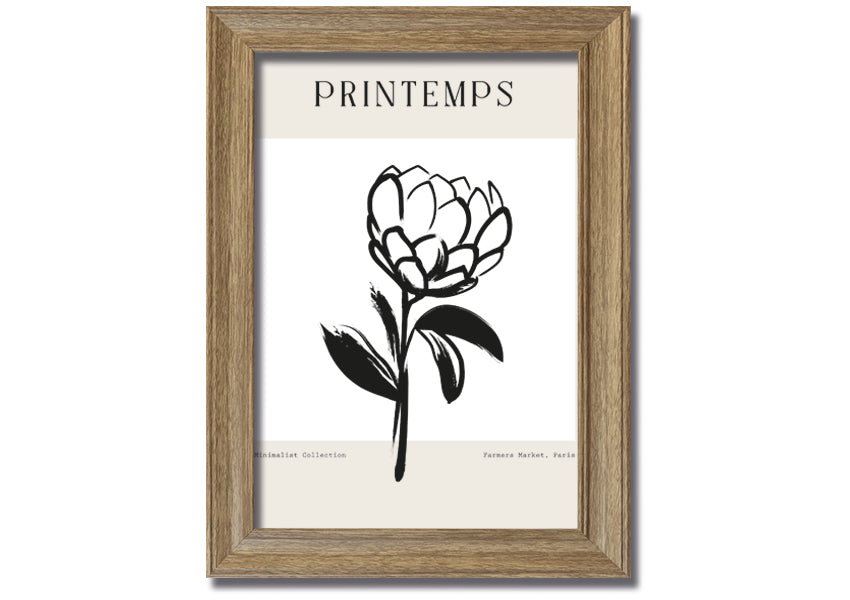 A beautifully framed Minimalist Plant print showcasing elegant simplicity, available in various frame colours.