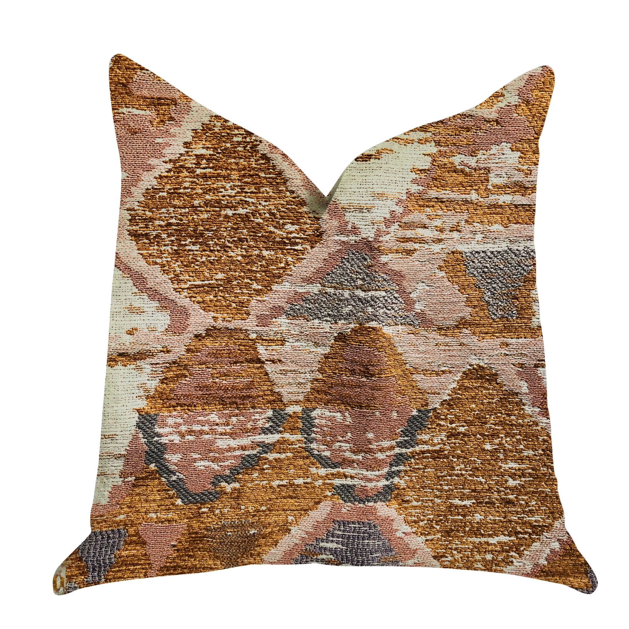 Mira Oasis Shades of Brown Luxury Throw Pillow featuring a multi-color design, handmade in the USA with an invisible zipper closure.