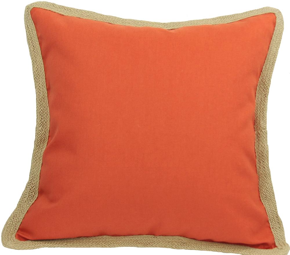 ML111308 Classic Jute Trimmed Pillow in solid color with jute edging, 20x20 inches, perfect for home decor.