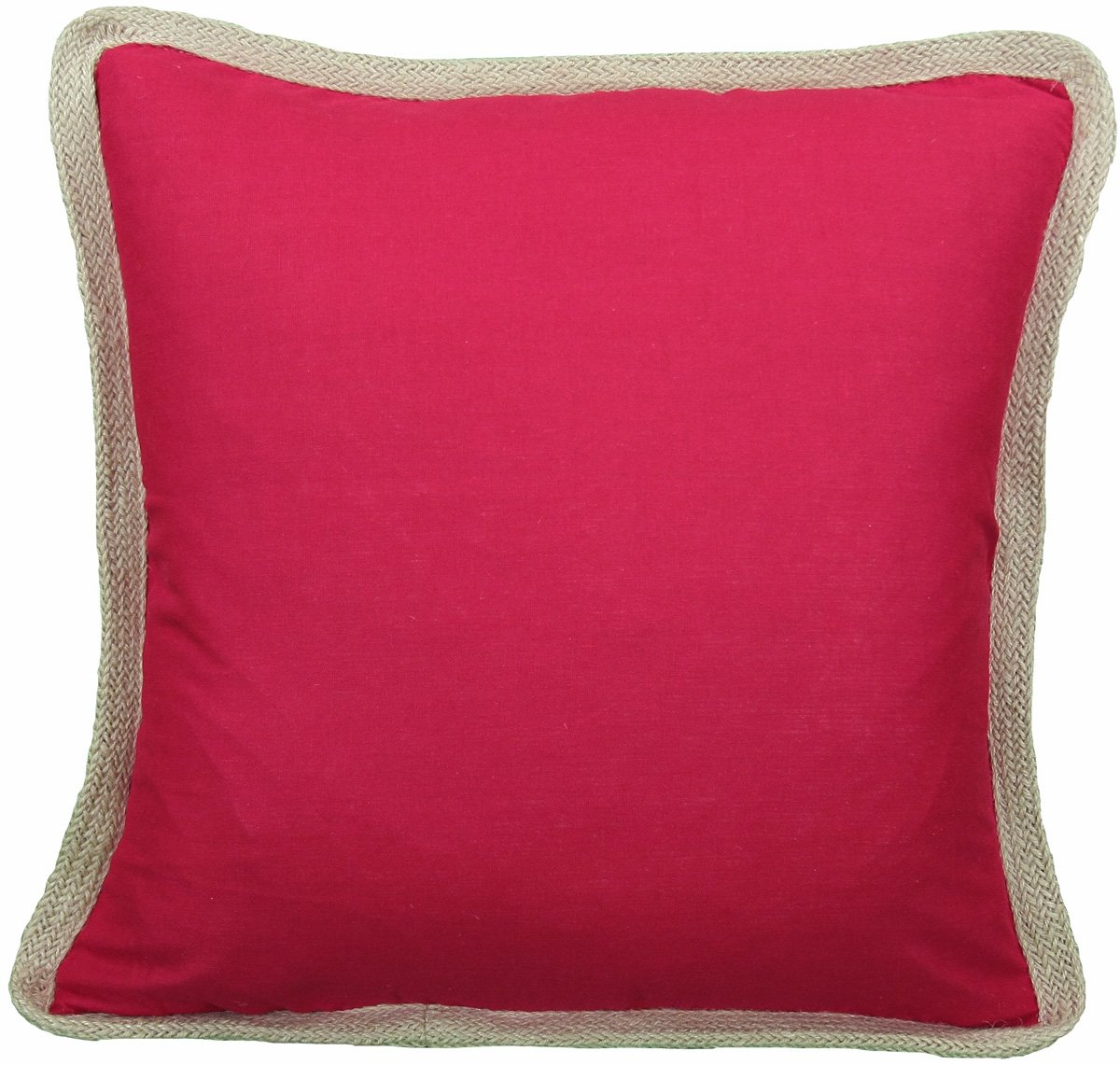 ML111308 Classic Jute Trimmed Pillow in solid color with jute edging, 20x20 inches, perfect for home decor.