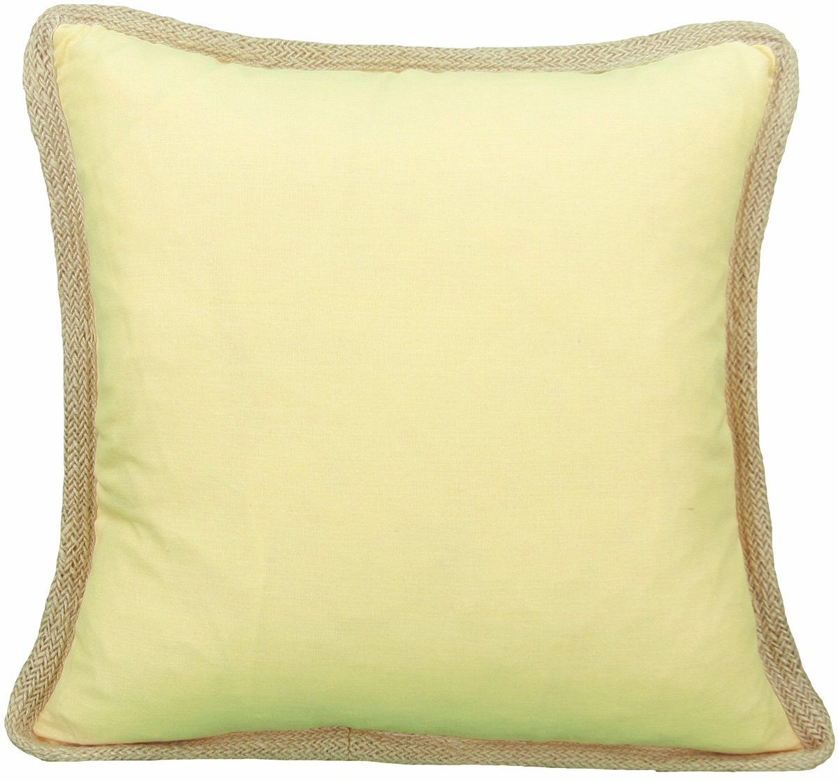 ML111308 Classic Jute Trimmed Pillow in solid color with jute edging, 20x20 inches, perfect for home decor.