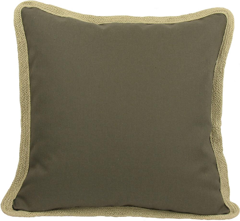 ML111308 Classic Jute Trimmed Pillow in solid color with jute edging, 20x20 inches, perfect for home decor.