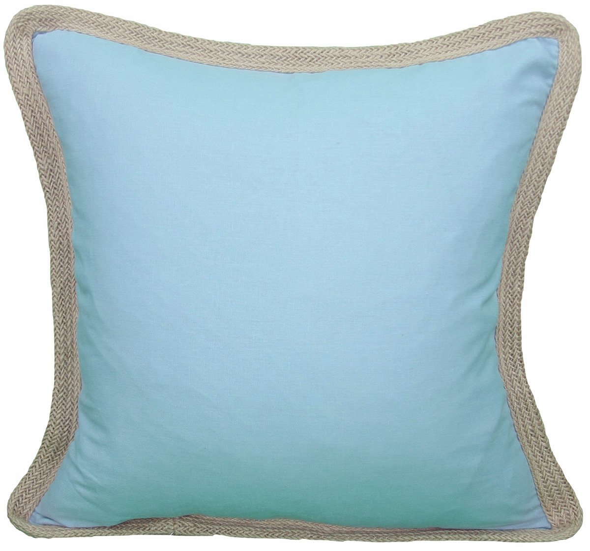 ML111308 Classic Jute Trimmed Pillow in solid color with jute edging, 20x20 inches, perfect for home decor.