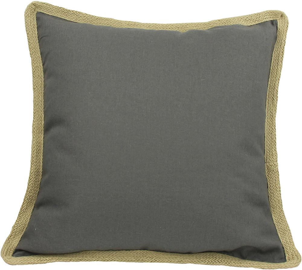 ML111308 Classic Jute Trimmed Pillow in solid color with jute edging, 20x20 inches, perfect for home decor.