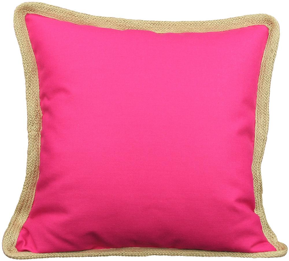 ML111308 Classic Jute Trimmed Pillow in solid color with jute edging, 20x20 inches, perfect for home decor.