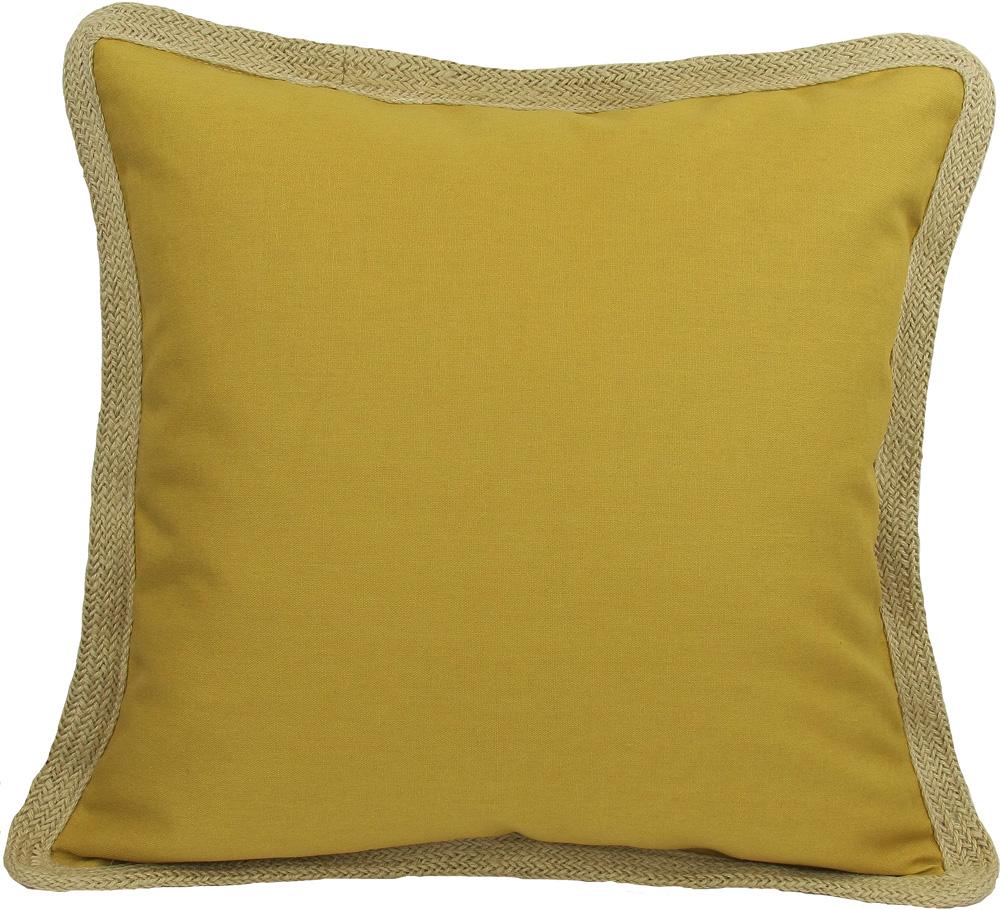 ML111308 Classic Jute Trimmed Pillow in solid color with jute edging, 20x20 inches, perfect for home decor.