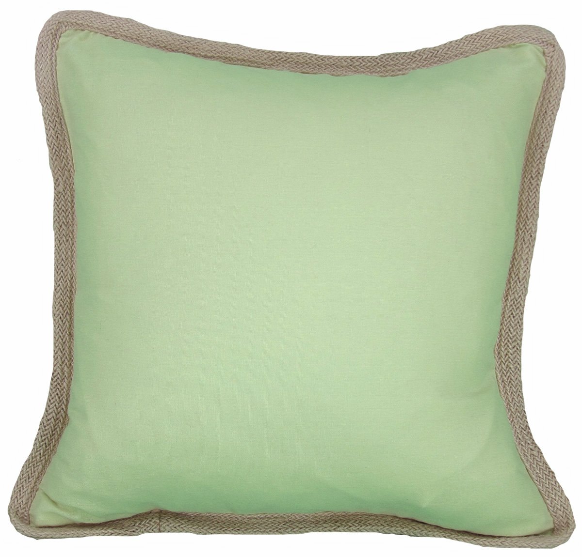 ML111308 Classic Jute Trimmed Pillow in solid color with jute edging, 20x20 inches, perfect for home decor.