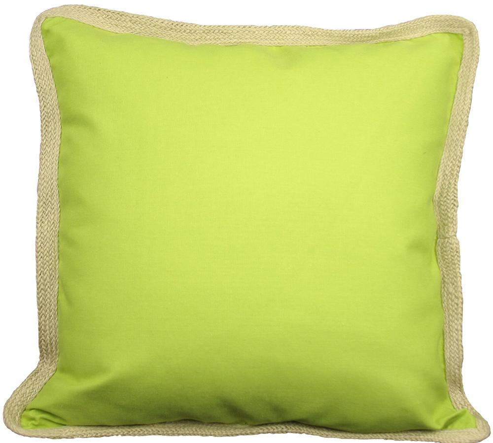 ML111308 Classic Jute Trimmed Pillow in solid color with jute edging, 20x20 inches, perfect for home decor.