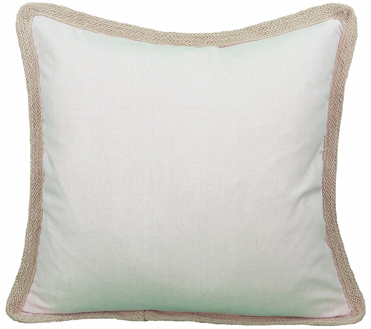 ML111308 Classic Jute Trimmed Pillow in solid color with jute edging, 20x20 inches, perfect for home decor.