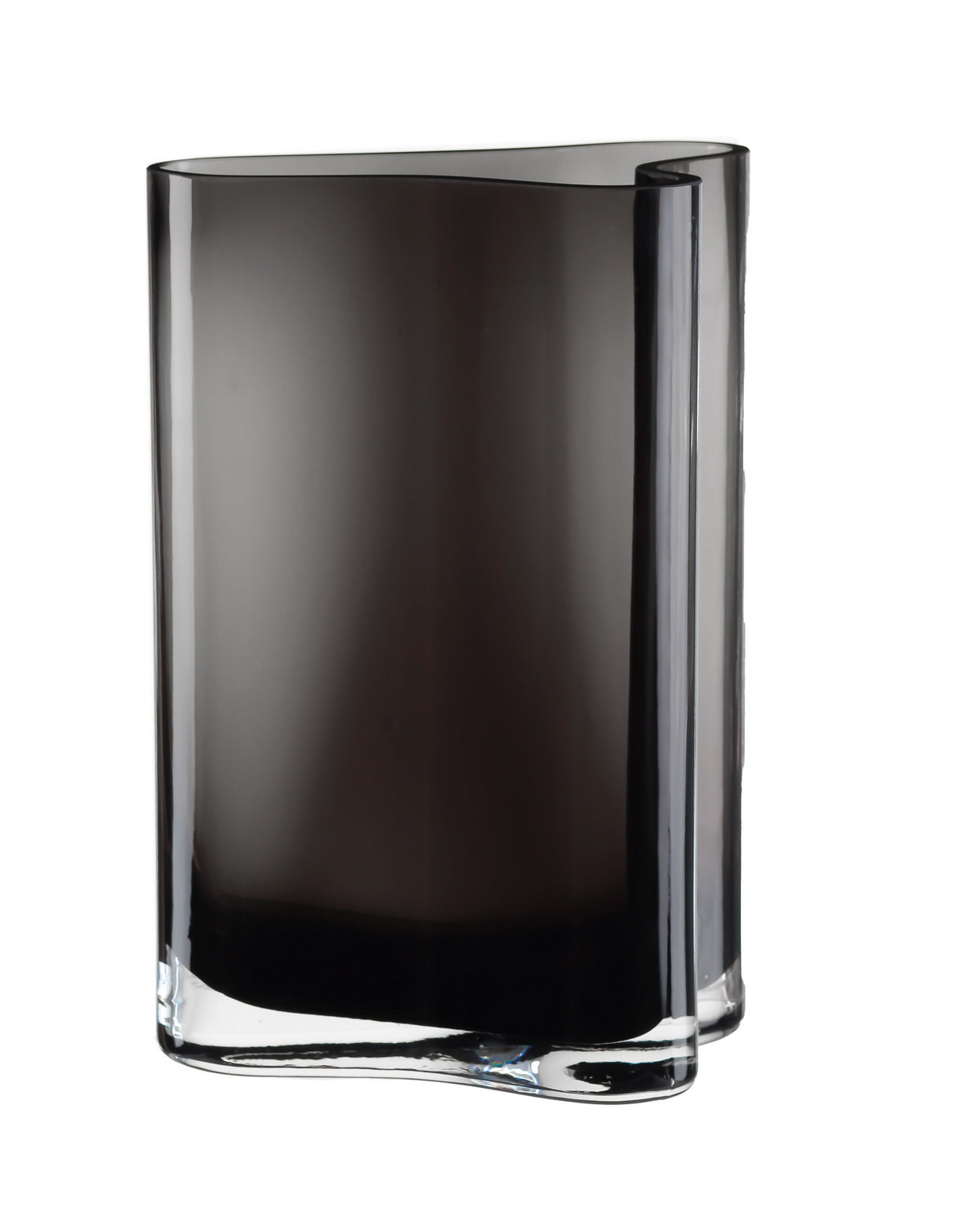 Modern tall vase in gray, inspired by coral and Scandinavian design, made of thick glass with an organic shape.