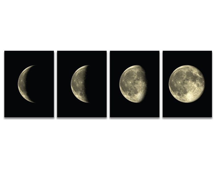 Set of 4 removable Moon Phases wall decals showcasing different lunar phases in a stylish design, perfect for home decor.