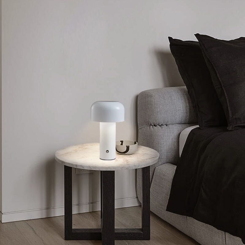 Mushroom Beside Lamp in vibrant colors, showcasing its modern design and adjustable brightness features.