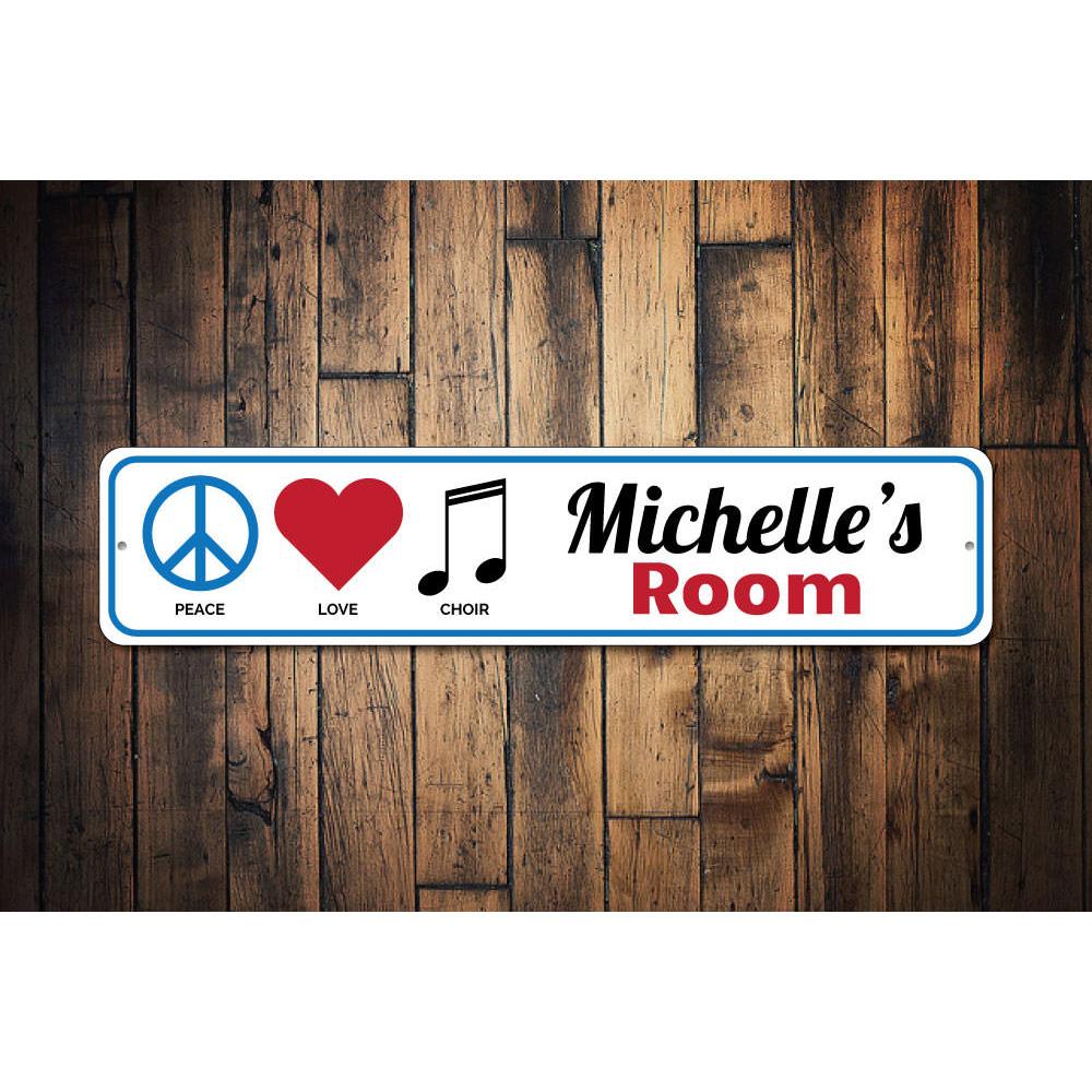 Customizable Music Room Sign made of high-quality aluminum, featuring pre-drilled holes for easy mounting, perfect for music lovers.