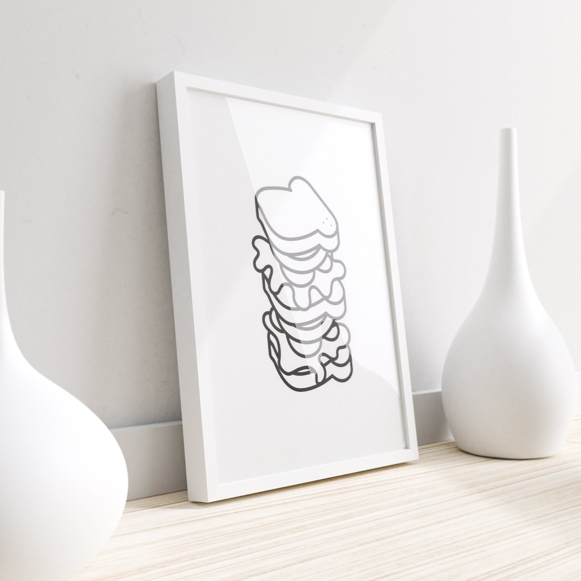 A humorous wall print featuring the phrase 'My Sandwich Is Bigger', designed for kitchen decor, printed on premium paper.