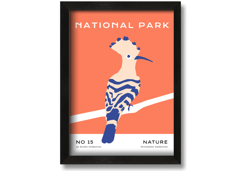 Framed print of a National Park Bird, showcasing vibrant colors and intricate details, available in various frame colors.