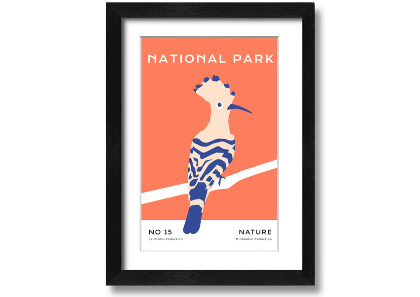 Framed print of a National Park Bird, showcasing vibrant colors and intricate details, available in various frame colors.