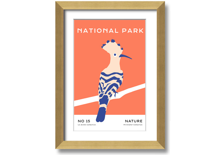Framed print of a National Park Bird, showcasing vibrant colors and intricate details, available in various frame colors.
